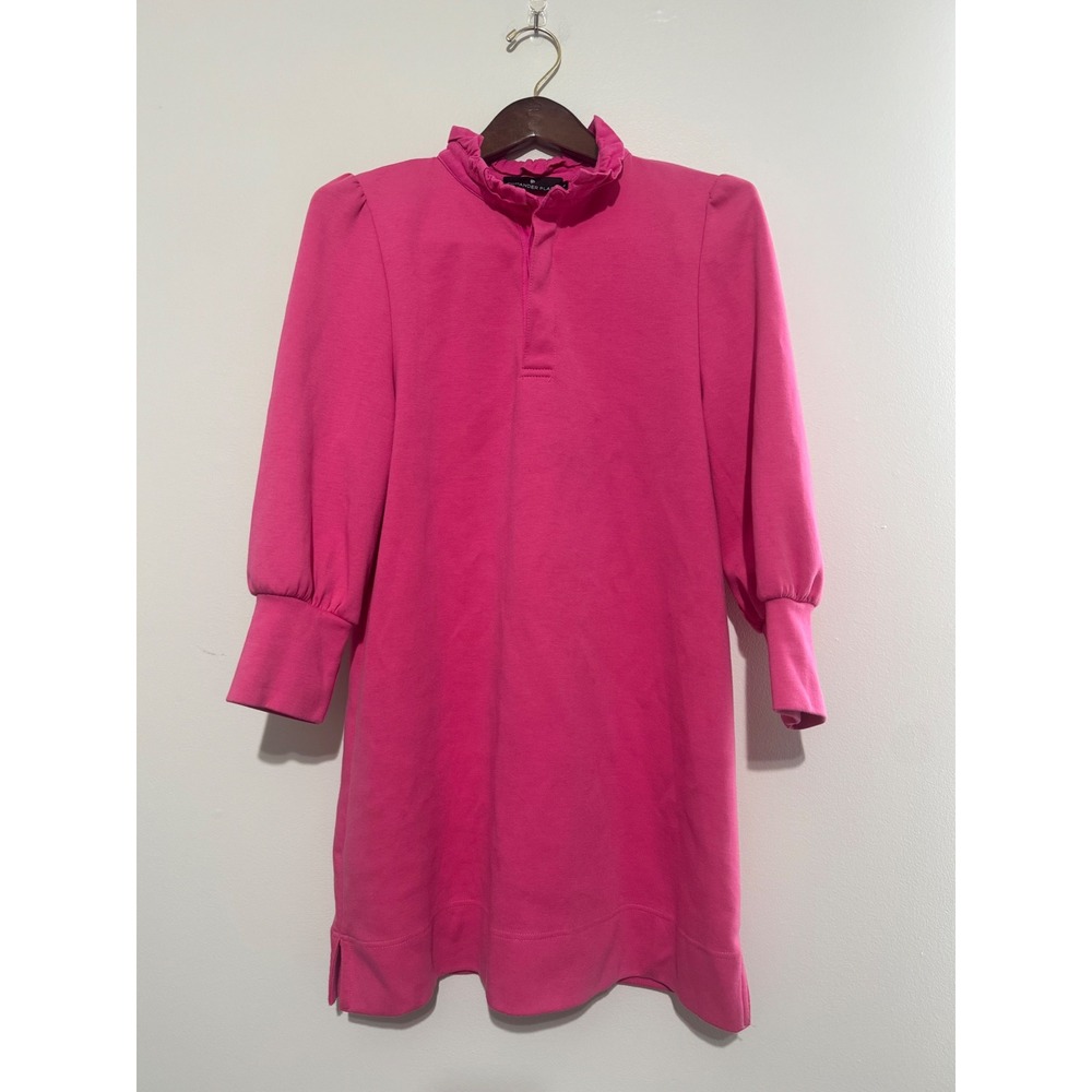 Tuckernuck Pomander Place Charlotte Pink Ruffle Neck Sweatshirt Mini Dress M - Picture 2 of 11